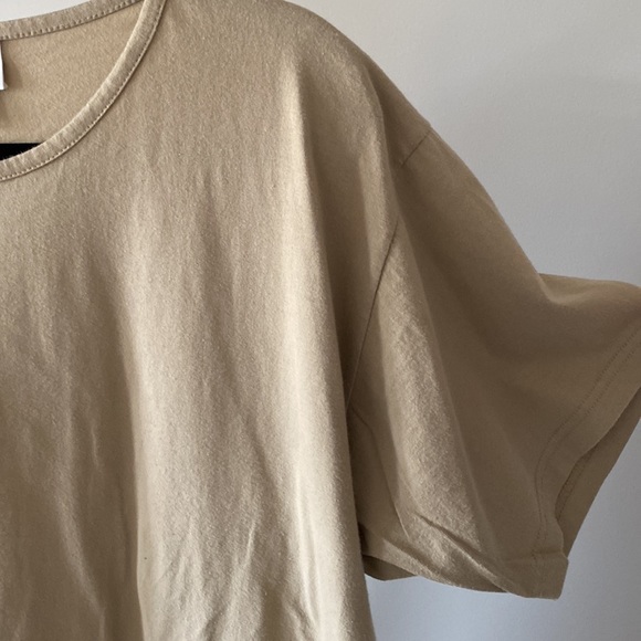 BILL BLASS Basic Cotton Cropped Boxy Tee - Beige Tan 1X - Picture 3 of 6